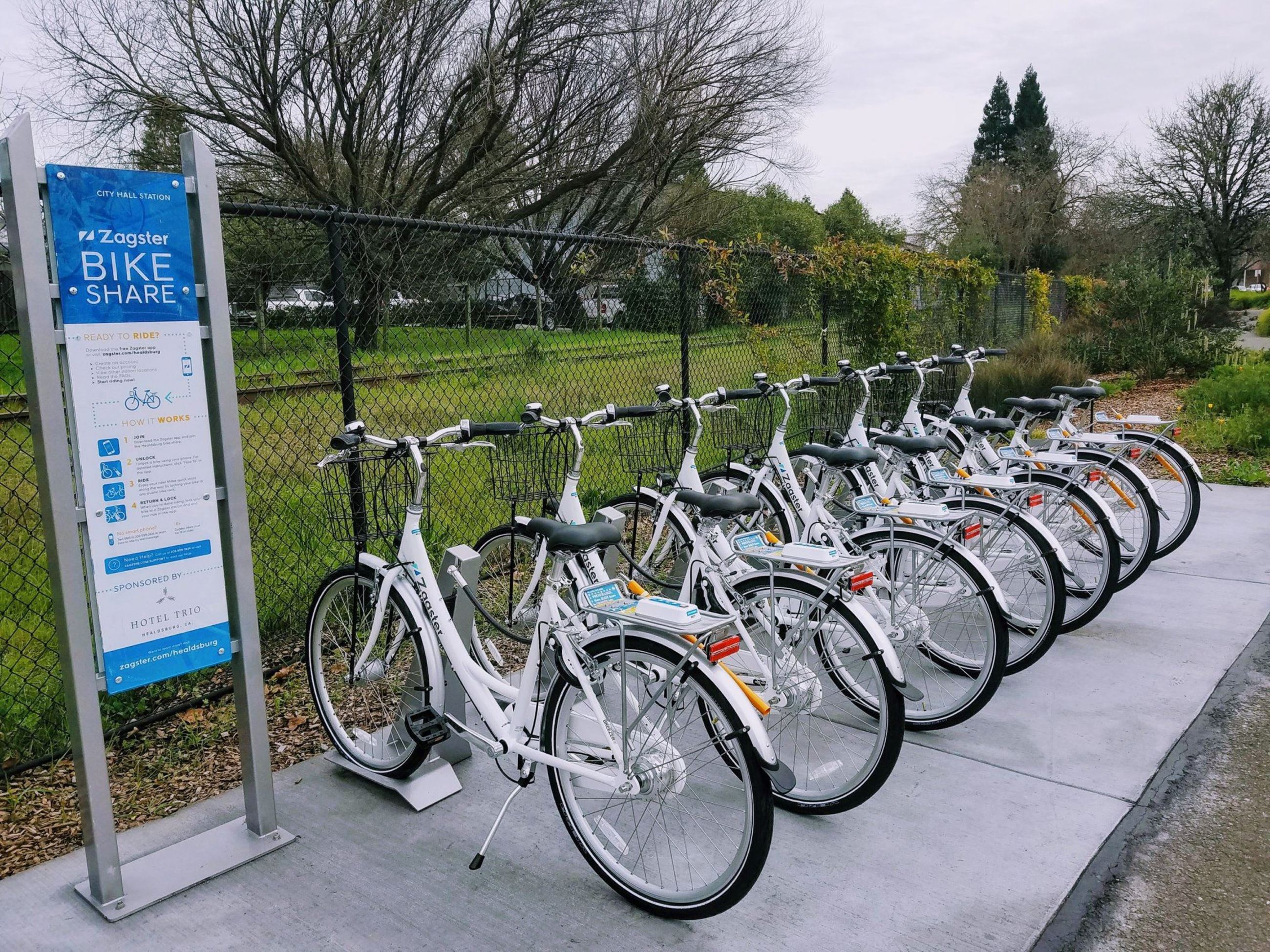 Zagster bicycles at bike-share station
