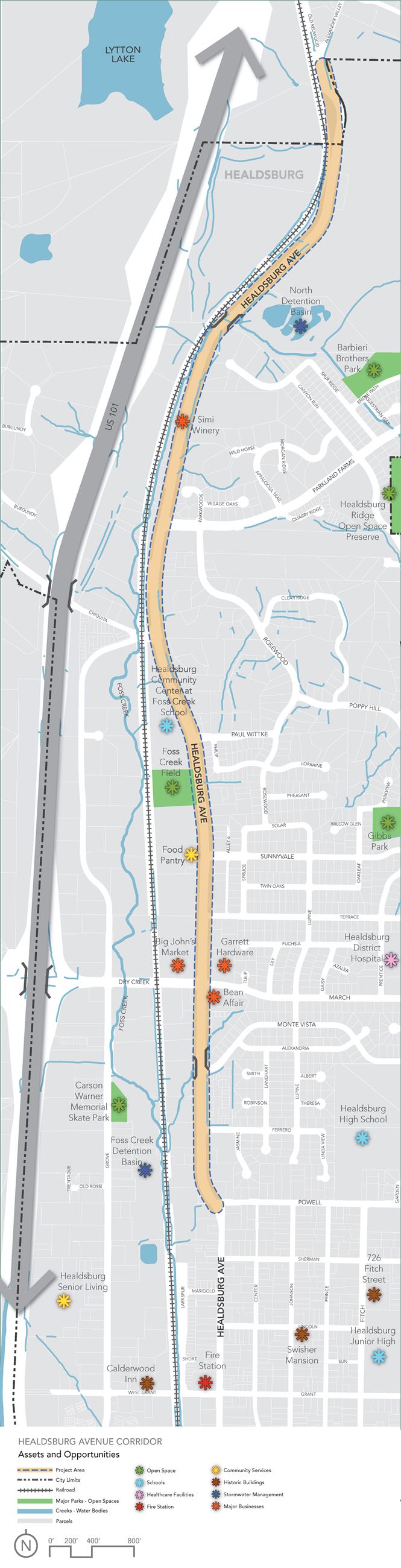 Map of North Healdsburg Avenue